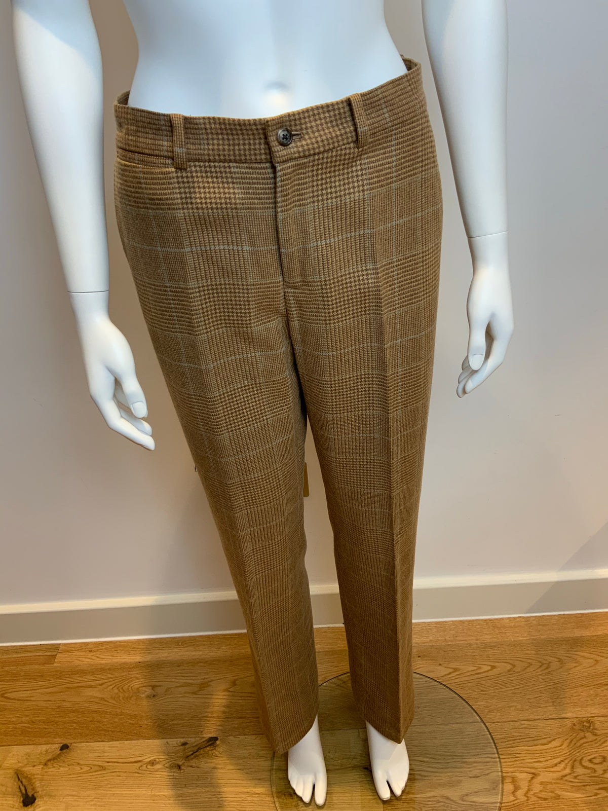 Ralph Lauren Lauren Wool Checked Brown Pants Trousers Size US 8 UK 12 L large ladies