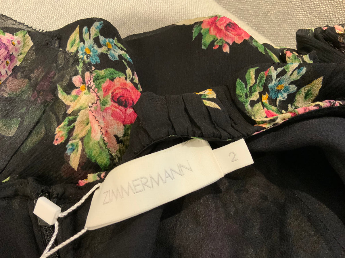 ZIMMERMANN Honour Floating Silk Floral Romper Playsuit Size 2 ladies