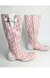 CHRISTIAN DIOR  Diorissimo Pink Zip Up Boots Size 38 Ladies