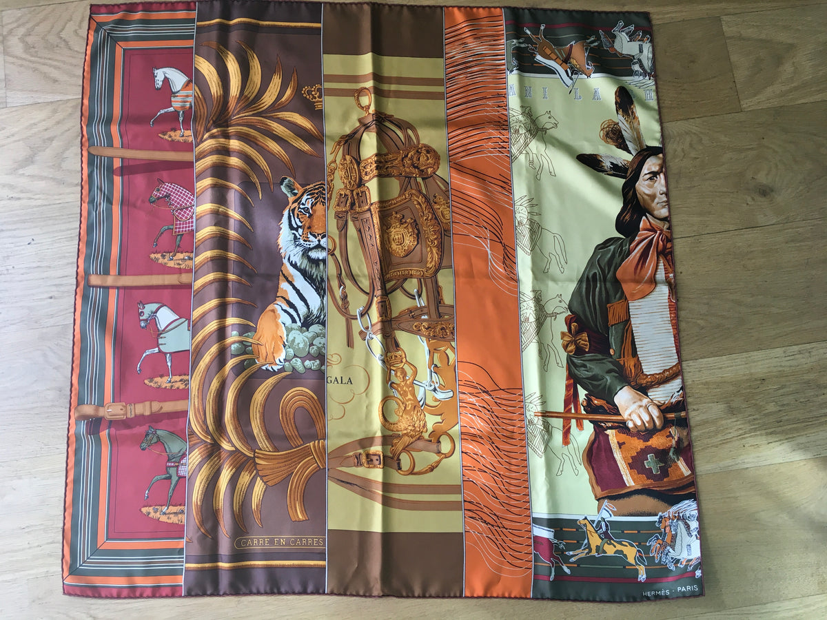 Hermès HERMES SCARF Carre en Carres 90cm Silk Twill Scarf ICONIC ladies