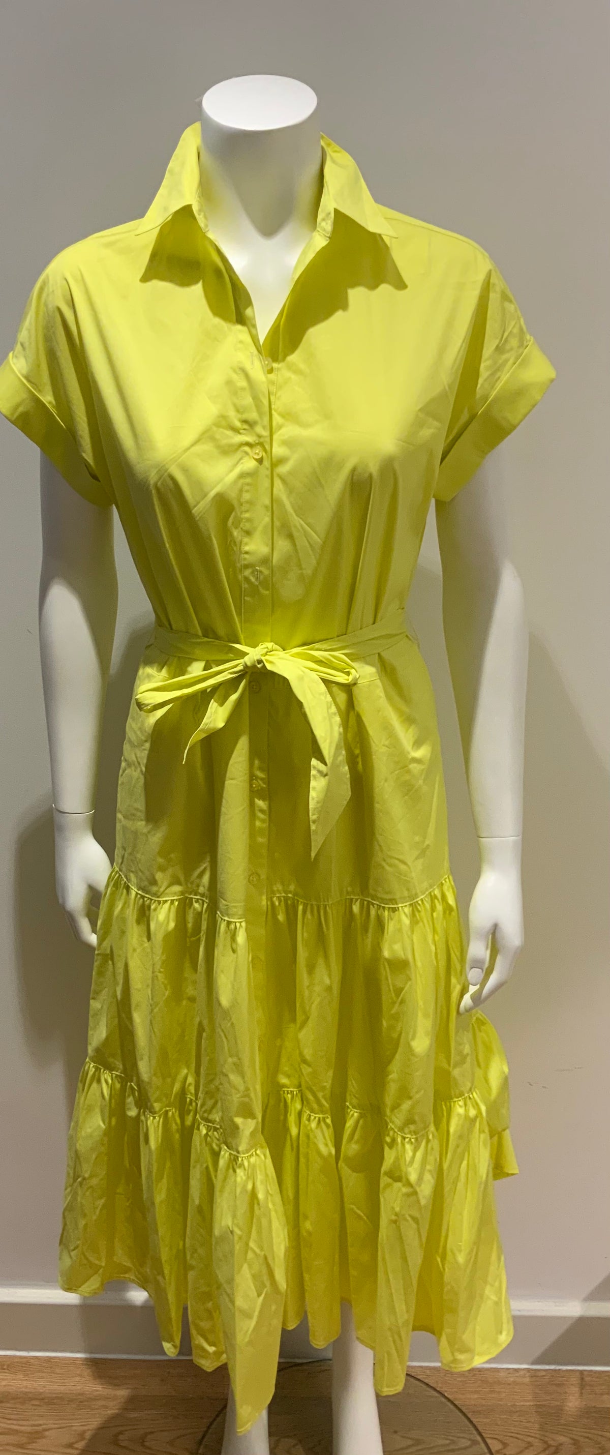 Lauren Ralph Lauren Vilma Sleeveless Tiered Shirt Yellow Dress US 2 UK 6 Xs ladies