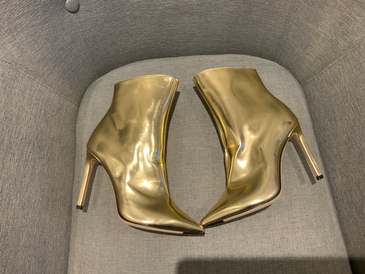 JIMMY CHOO ICONS Metallic Hurley 100 Gold Leather Boots Size 36.5 UK 3.5 US 6.5 LADIES