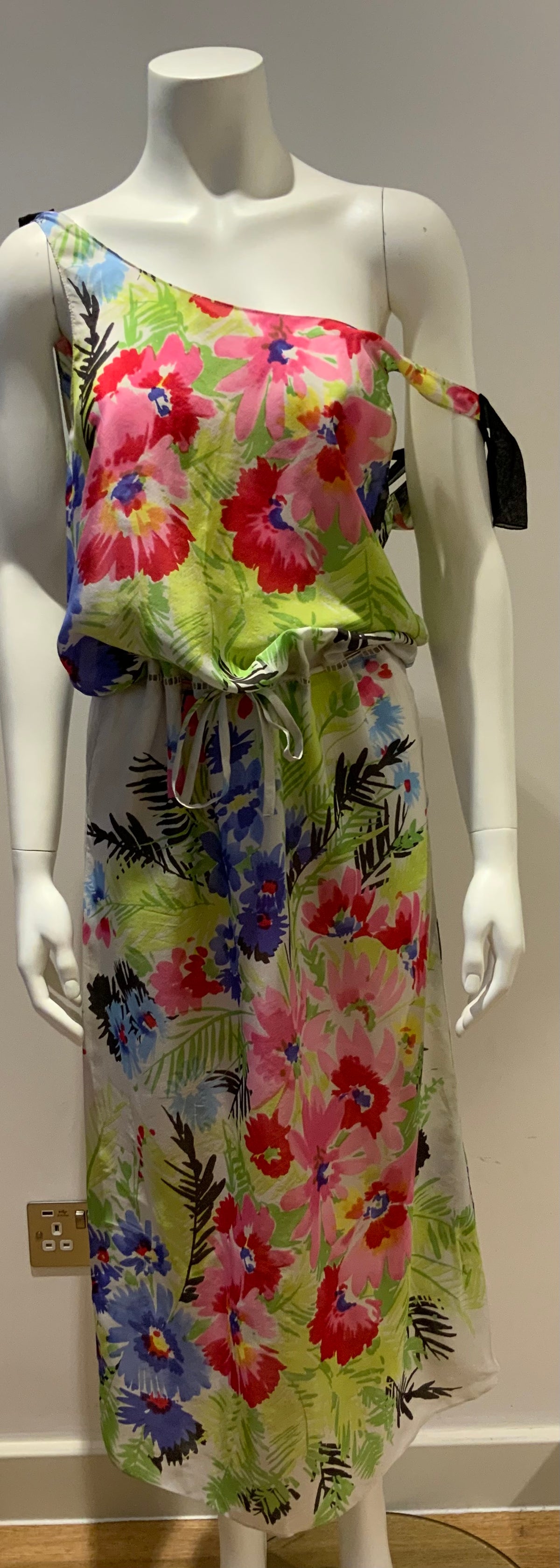Han Ahn Soon Japan Silk Multicolor Floral Summer DRESS One size fits all ladies