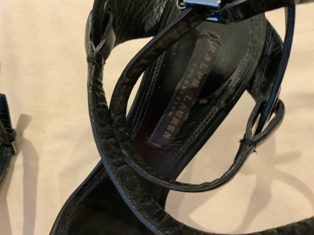Ralph Lauren Collection Red & black Balira Sandals Size 9 39 UK 6 ladies