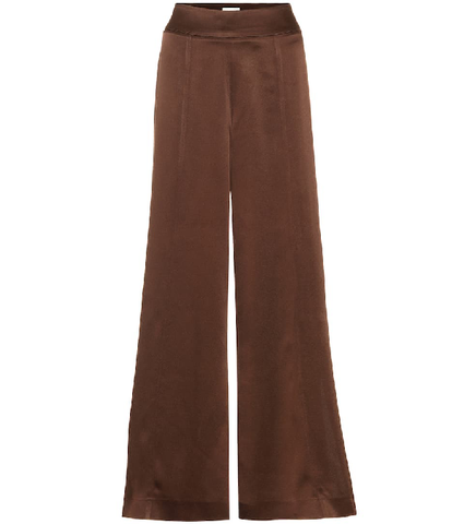 Ralph Lauren Wide Leg Chocolat Brown Satin Pants Trousers US 8 UK 12 L LARGE ladies