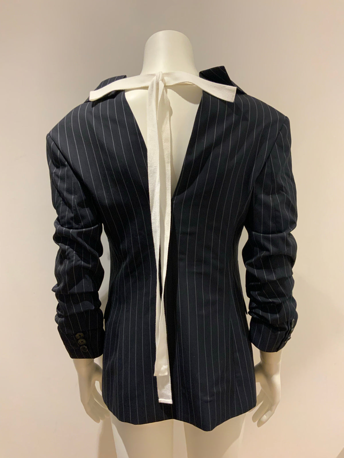 MONSE pin striped wool ruched backless blazer Size US 4 UK 8 S small ladies