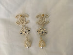 Chanel CC Limited Edition 2019 Pearl & Strass Drop Earrings ladies