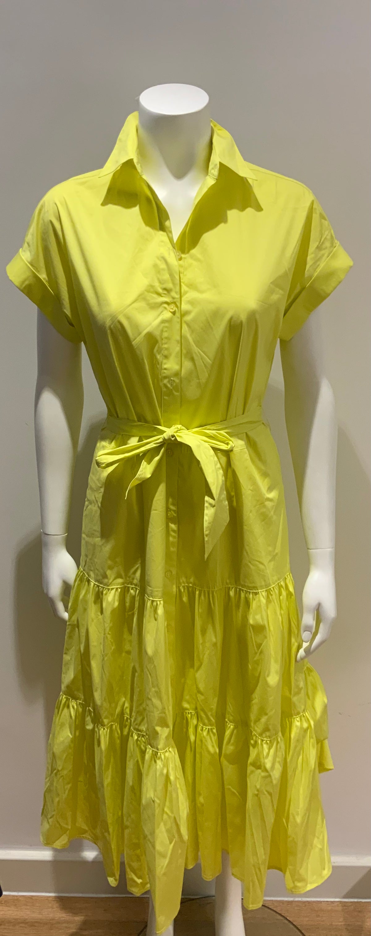 Lauren Ralph Lauren Vilma Sleeveless Tiered Shirt Yellow Dress US 2 UK 6 Xs ladies