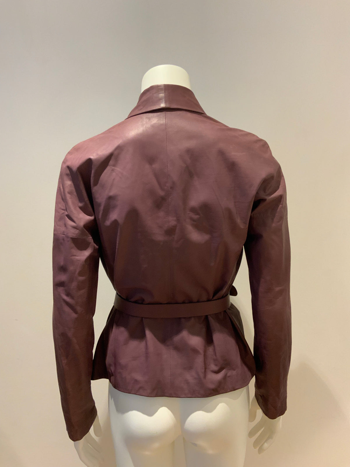 GUCCI Burgundy Leather Jacket & Matching Belt I 40 UK 8 US 4 ladies