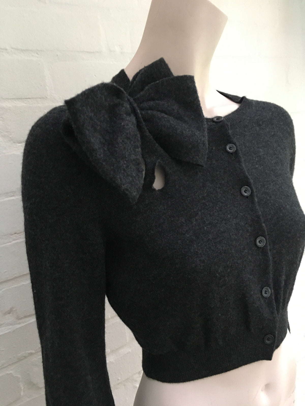 Moschino Wool Knit Cropped Cardigan Bow Detail LADIES