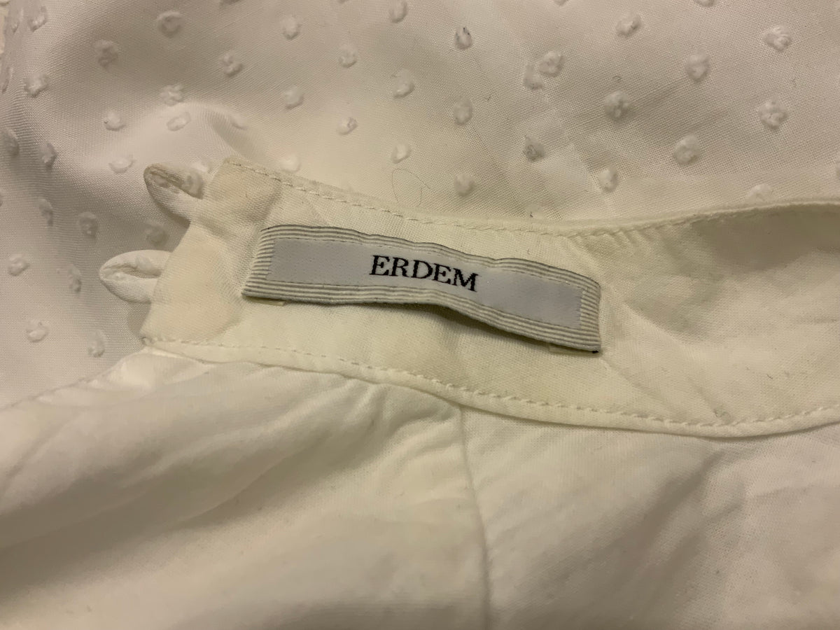 ERDEM Opal ruffled cotton top blouse in white Size UK 8 US 4 I 40 S SMALL ladies