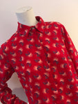 Talie NK red printed pure silk blouse size F 38 UK 10 US 6 ladies