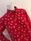 Talie NK red printed pure silk blouse size F 38 UK 10 US 6 ladies