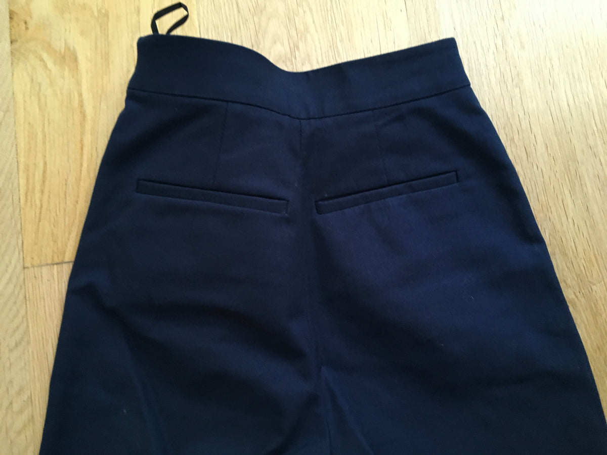 VALENTINO RED CULLOT RUFFLE TRIM NAVY PANTS TROUSERS SIZE I 38 UK 6 US 2 LADIES