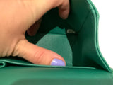 CHANEL Runaway Lambskin Quilted Medium Double Flap Green Bag Handbag ladies