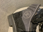 CHANEL Interlocking CC Logo Combat Boots SIZE 37 1/2 UK 4.5 US 7.5 ladies
