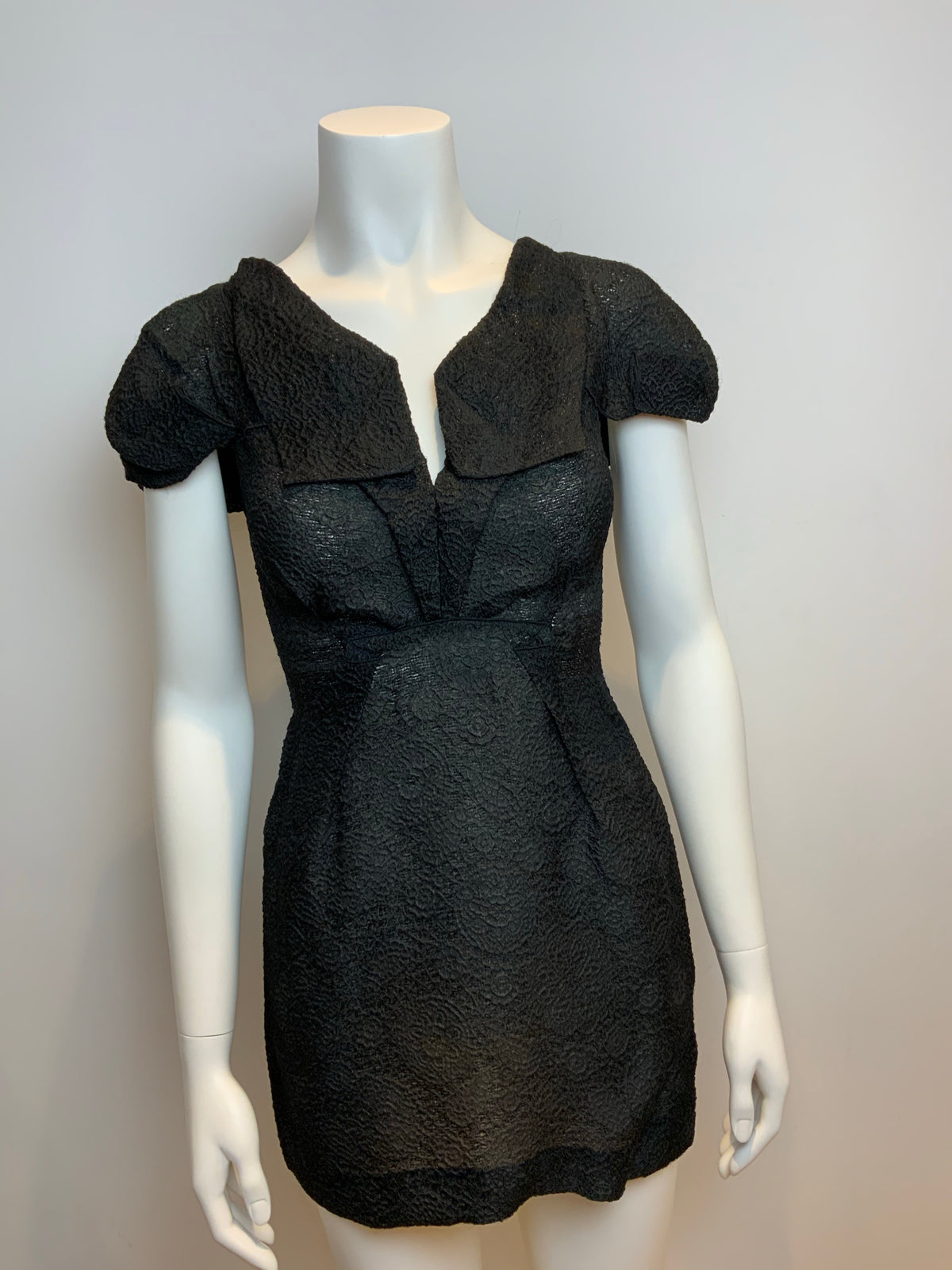 RUNAWAY Silk Organza Little Black Jacquard Dress Size 0 XXS ladies