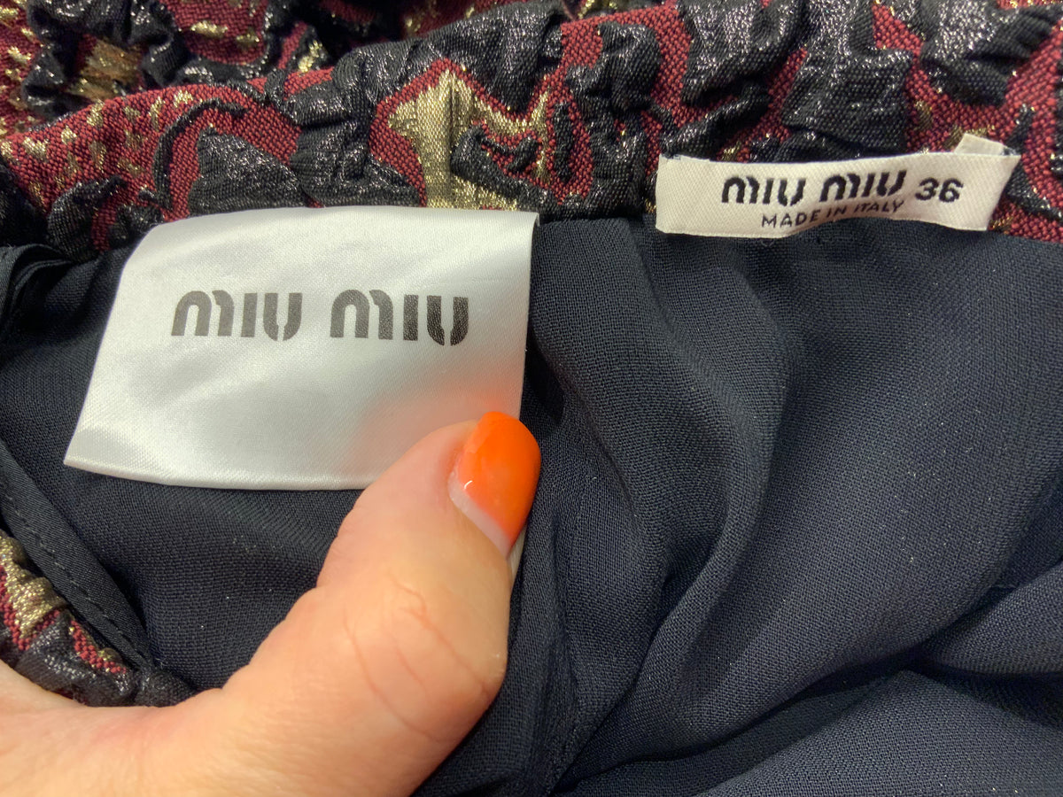 Miu Miu Bourdoux Jacquard Cloqué Midi Skirt Size I 36 US 0 UK 4 ladies