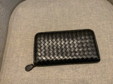 Bottega Veneta Leather Intrecciato Zip Around Wallet Black ladies