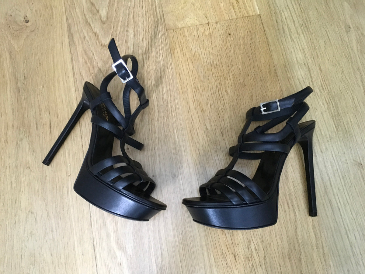 SAINT LAURENT YVES SAINT LAURENT YSL Cage leather platform sandals  Ladies