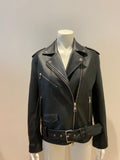 KARL LAGERFELD LEATHER BIKER JACKET SIZE I 44 F 40 lade