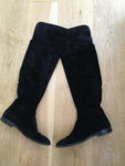 Sergio Rossi Over The Knee Tall Suede Black Boots Size 36 UK 3 US 6 ladies