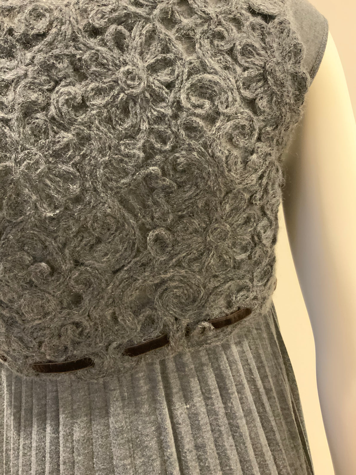 MAX&Co. by Max Mara wool-blend Grey Pleated Mini Dress Size S small ladies