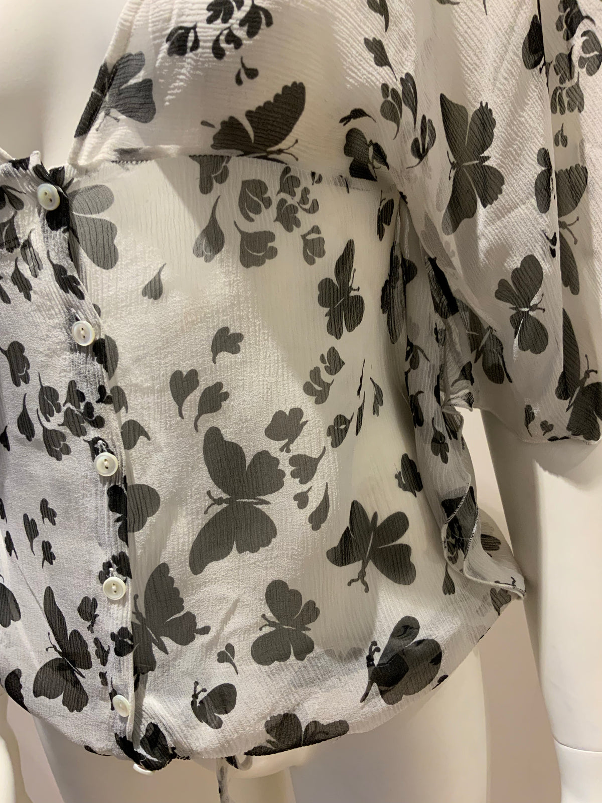 Paul & Joe Silk Black Butterfly Printed Blouse Top Size 1 UK 8 US 4 S small ladies
