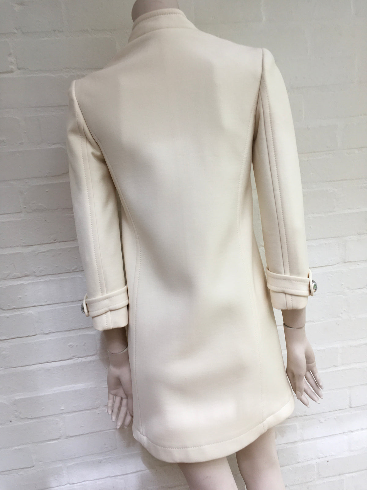 GUCCI White Wool-crepe Double Breasted Napoleon Coat Size I 36  ladies