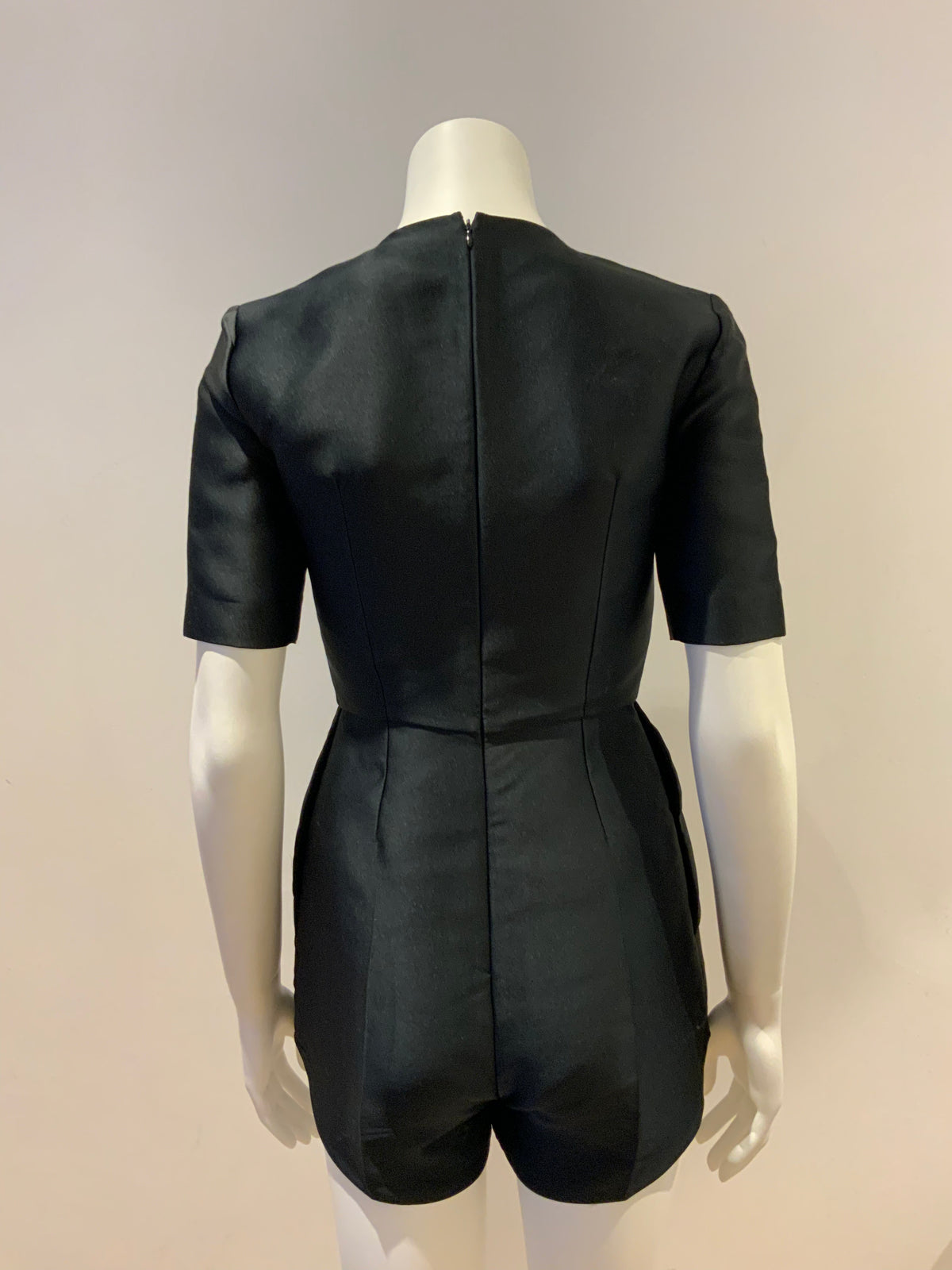 Stella McCartney Pleated Duchesse-satin Playsuit Romper In Black I 36 UK 4 US 0
