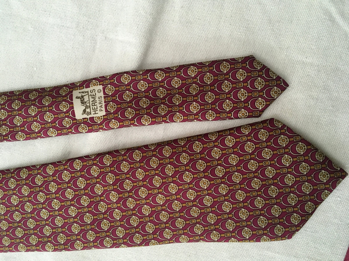 Hermès HERMES Paris Silk Chain-Link Print Silk Tie 956 LA 100% AUTHENTIC Men