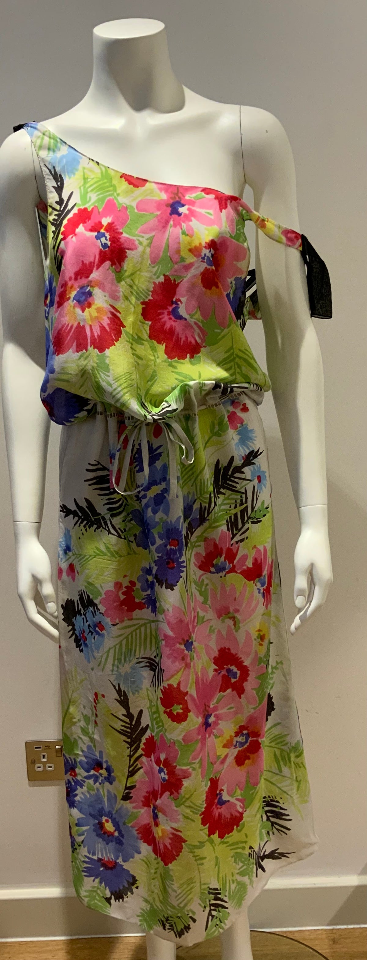 Han Ahn Soon Japan Silk Multicolor Floral Summer DRESS One size fits all ladies