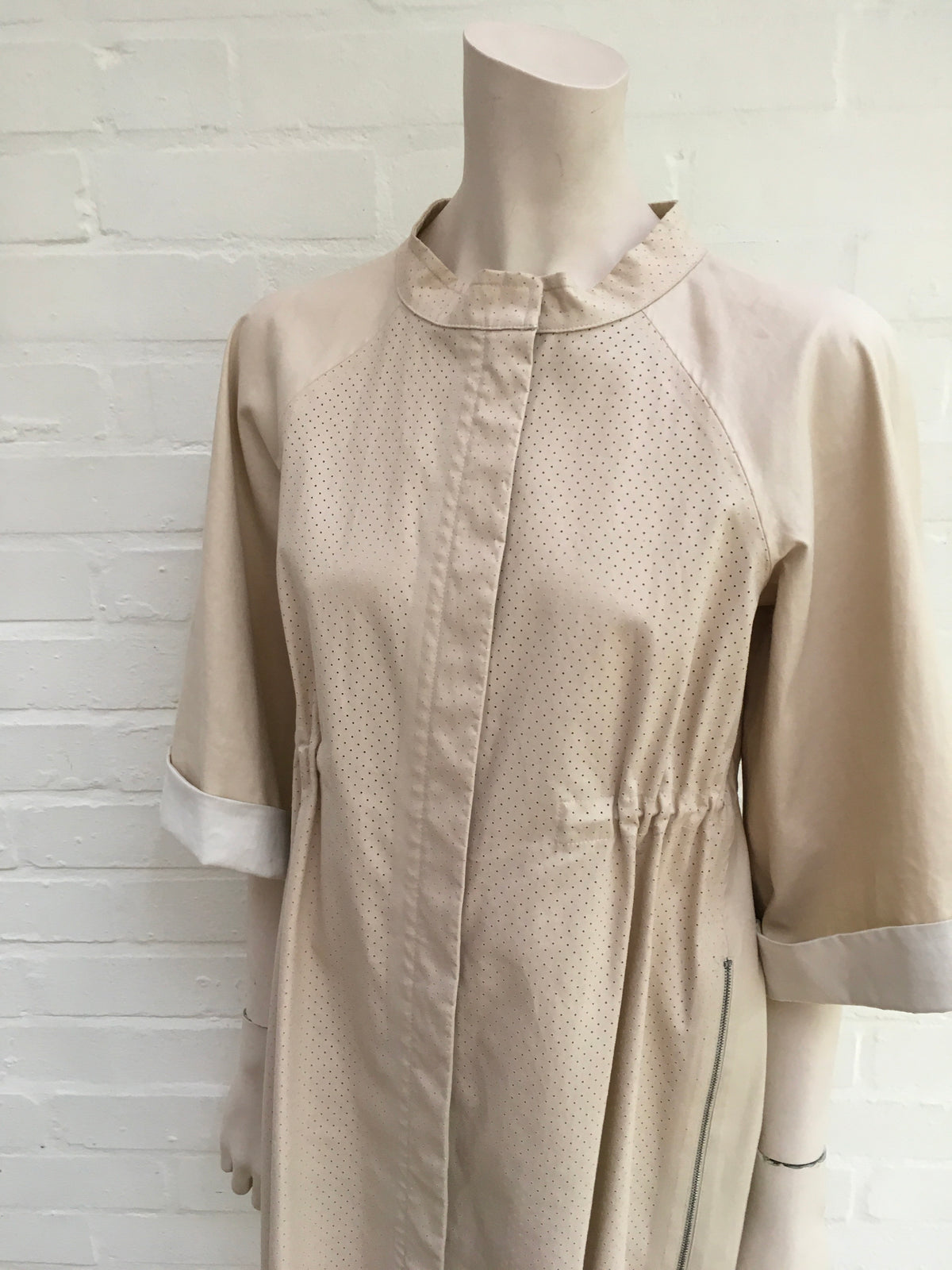 JIL SANDER NAVY Oversized beige Trench Coat SIZE 32 US 0 UK 4 XXS Ladies