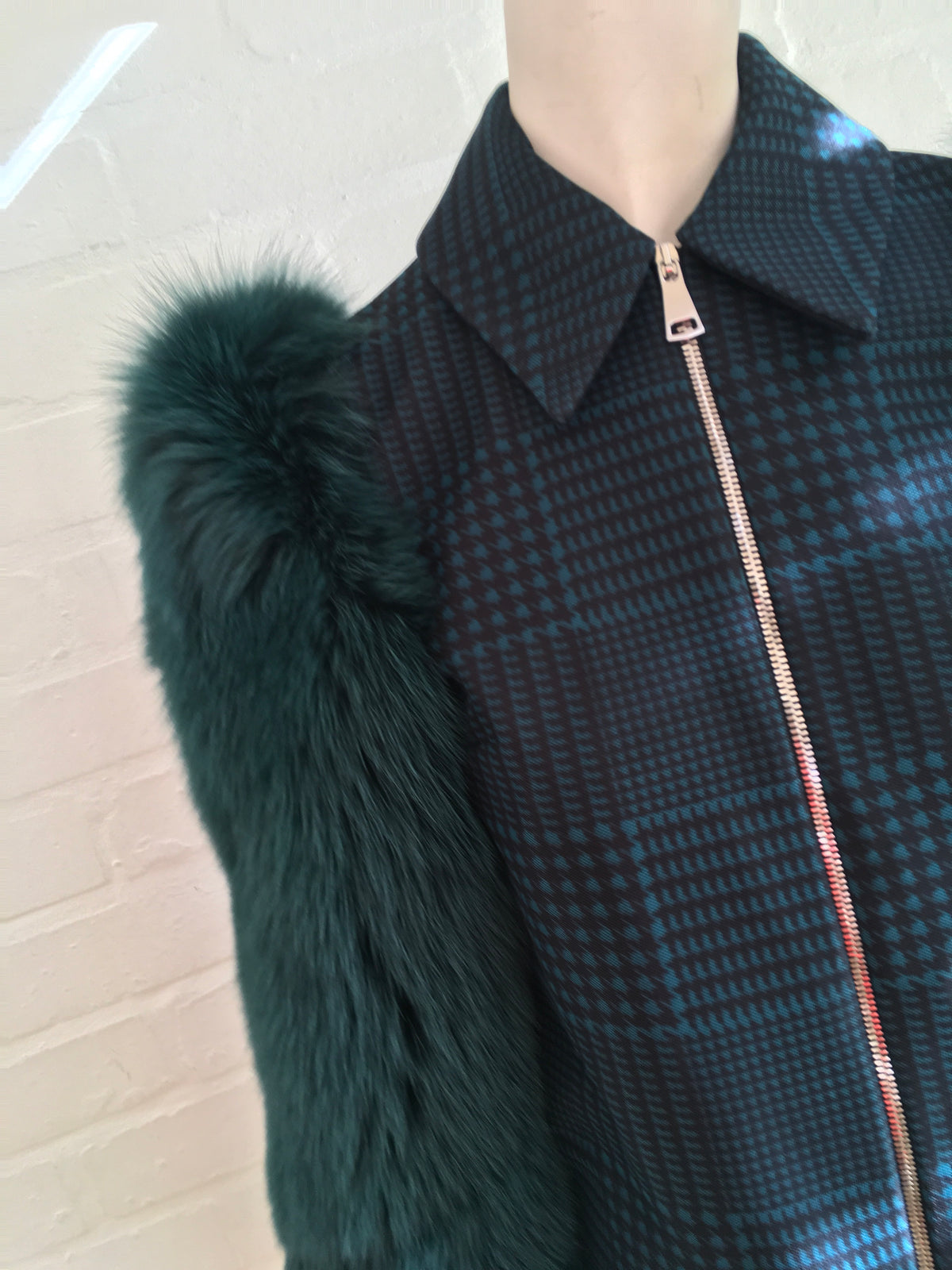MARY KATRANTZOU Lodger saga fox fur sleeve tulle and wool jacket  Ladies
