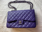 CHANEL Lambskin Quilted Jumbo Double Flap Purple Bag Handbag ladies