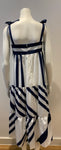 Navy & White striped midi dress Size L large ladies
