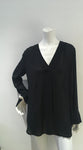 Vince Long Sleeve V-Neck Navy Blue Blouse Size S/P Small ladies