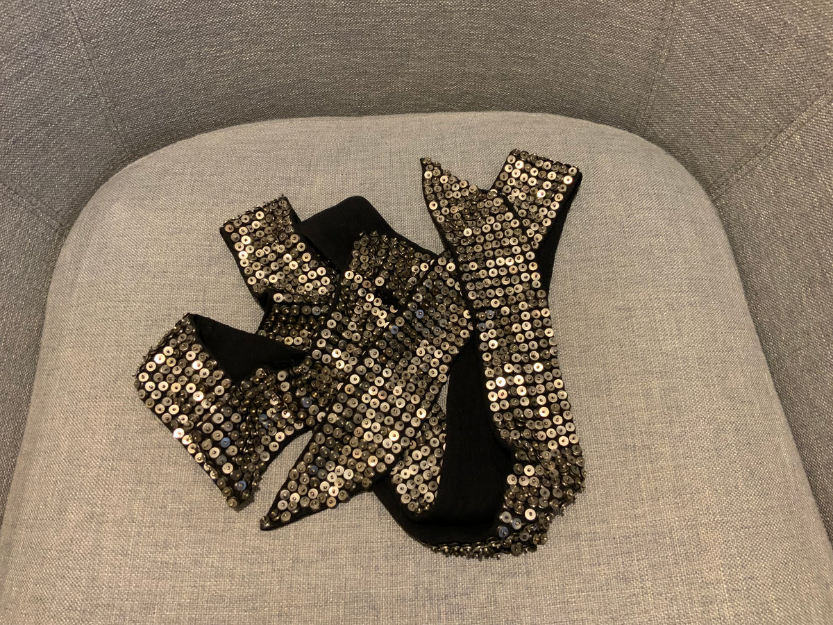 $1255 ISABEL MARANT Gunmetal Pulse Sequin Embellished Scarf one size ladies