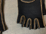 CHANEL Lamb Leather Sheepskin Gold Chain Fingerless Gloves Size 7 1/2 ladies