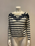 Vanessa Bruno linen blend knit long sleeve striped sweater jumper Size S Small ladies