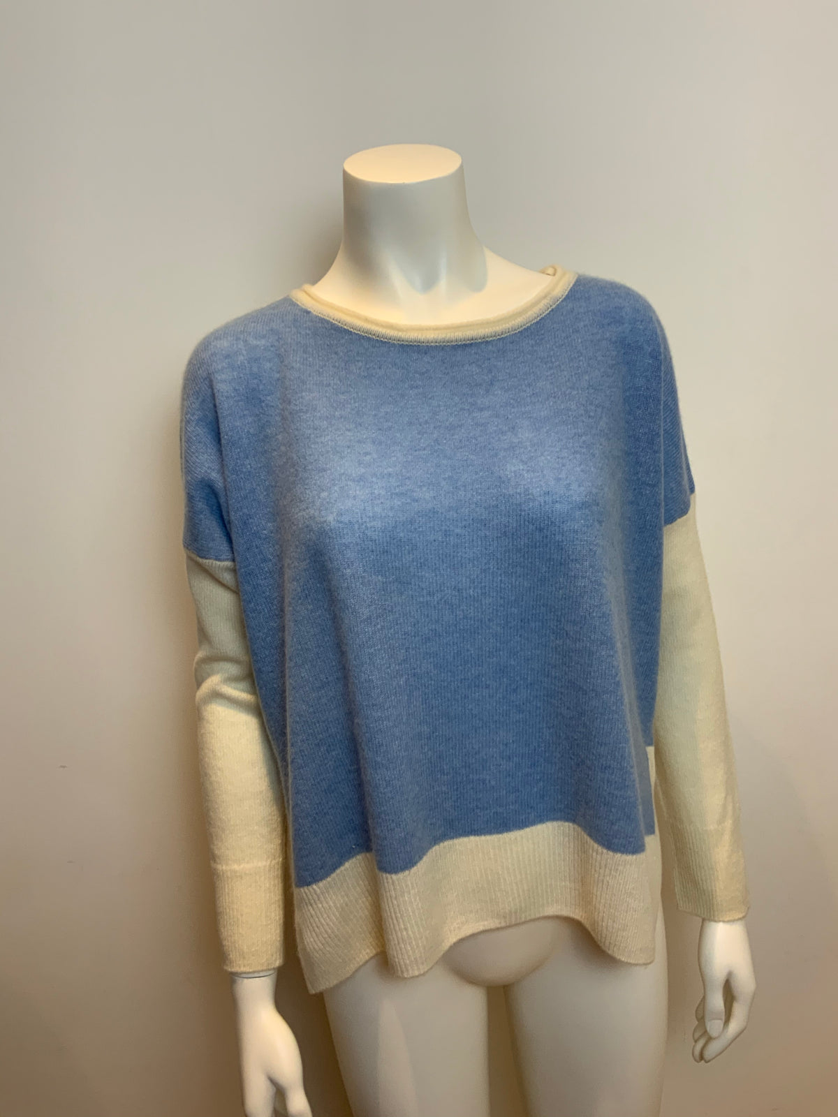 CHARLI Oversized Color-block Cashmere Sweater Light Blue Jumper Sweater Size XS ladies