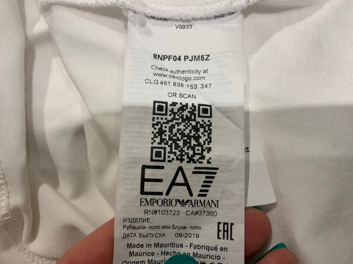 Ea7 Emporio Armani White Polo Top Size XL men