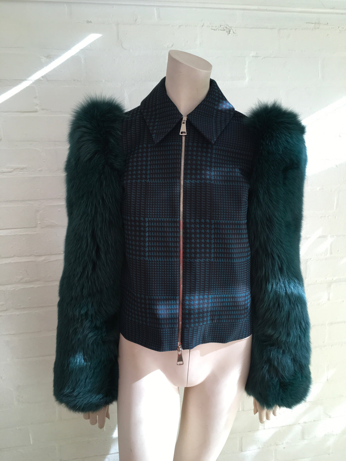 MARY KATRANTZOU Lodger saga fox fur sleeve tulle and wool jacket  Ladies