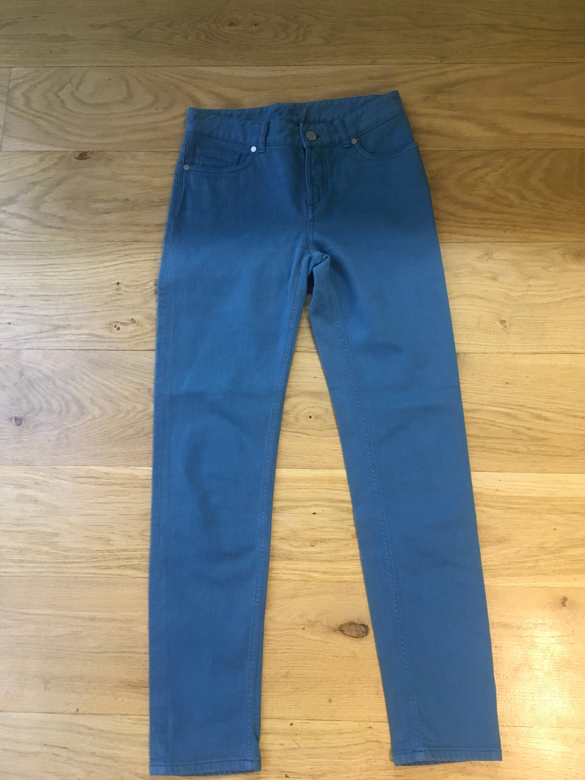 LORO PIANA Blue Mid Waist Straight Leg Jeans Denim Pants I 40 Ladies