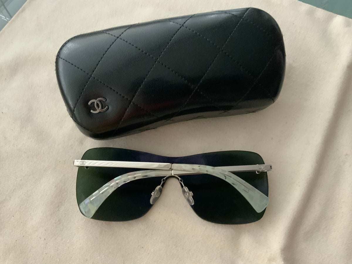 Chanel Shield Runway Sunglasses 4215 Silver Purple ladies