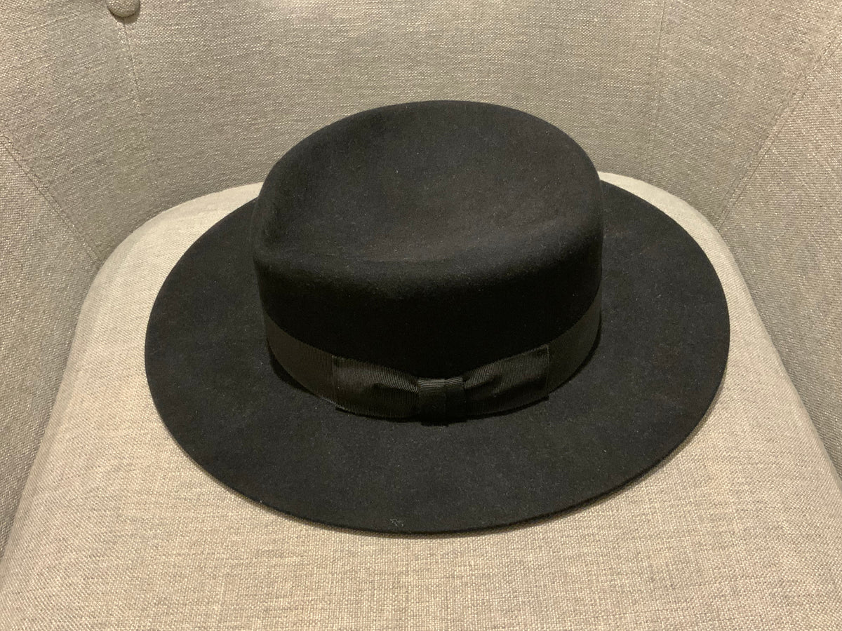 Saint Laurent Black RABBIT FUR HAT Fedora SOLD OUT Size 55 ladies