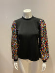 CBR LONDON WOMENS COTTON SEQUIN SLEEVES SWEATER JUMPER SIZE L LARGE ladies