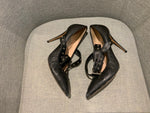 Valentino Women's Black Leather Eyelet Trim Slingback Shoes Size 39 UK 6 US 9 ladies