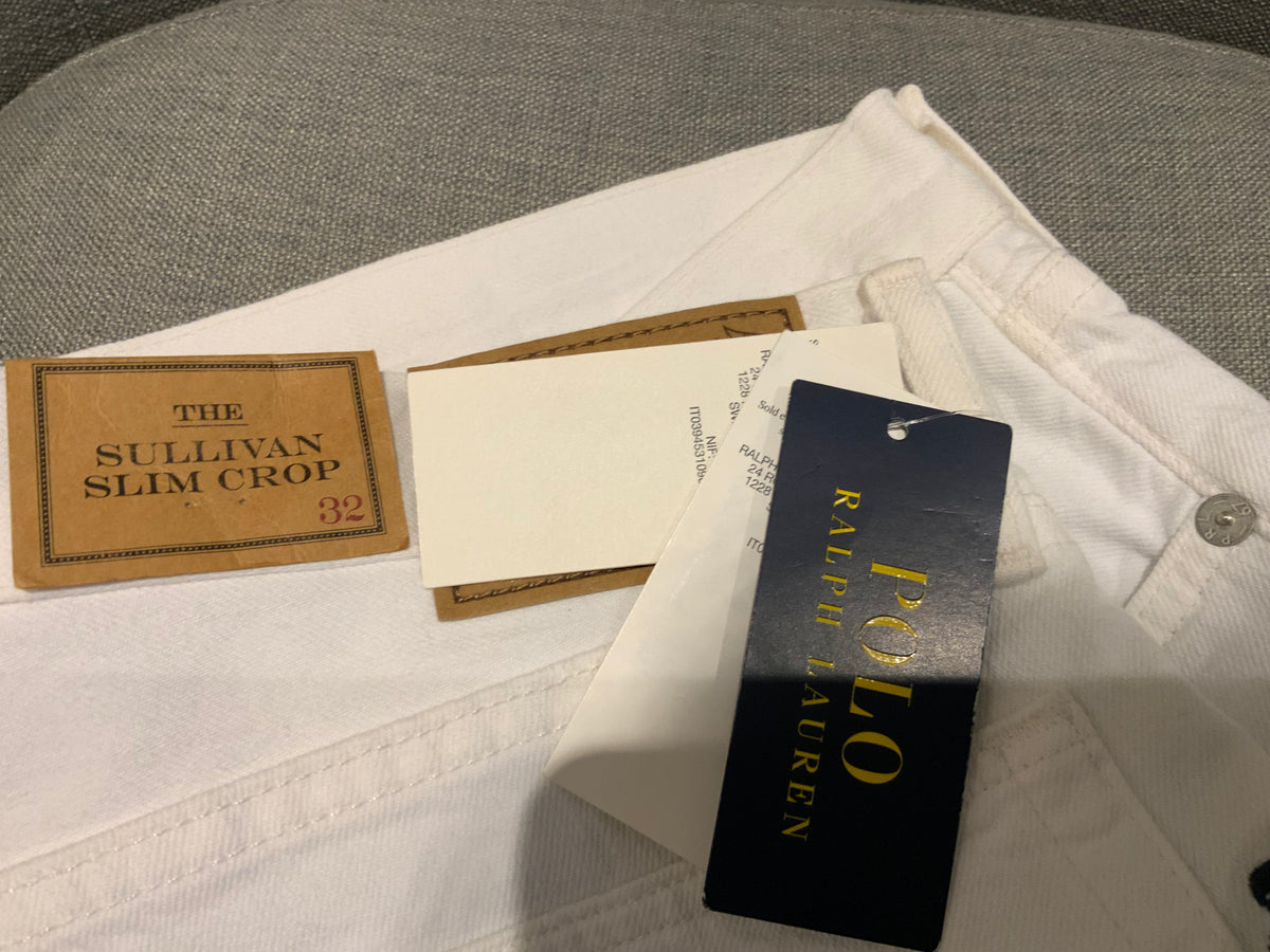 Polo Ralph Lauren Sullivan Skulls Embroidered White Denim Jeans Size 32x32 men