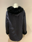 Rech Paris Silk Rabbit Fur Lined Hooded Parka JACKET Size F 38 UK 10 US 6 ladies